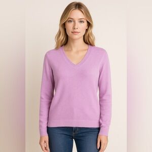 Nordstrom 100% Cashmere Lavender V-Neck Sweater Medium